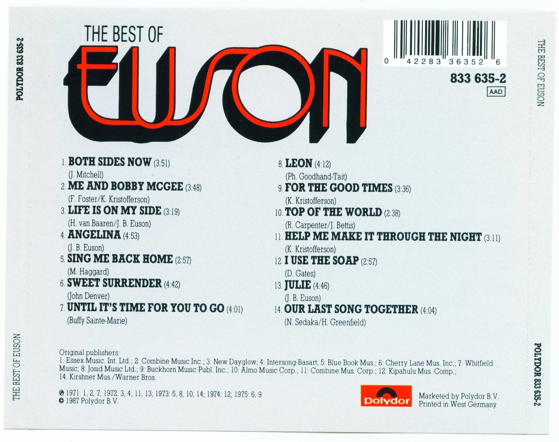 Euson The Best Of Euson : Back